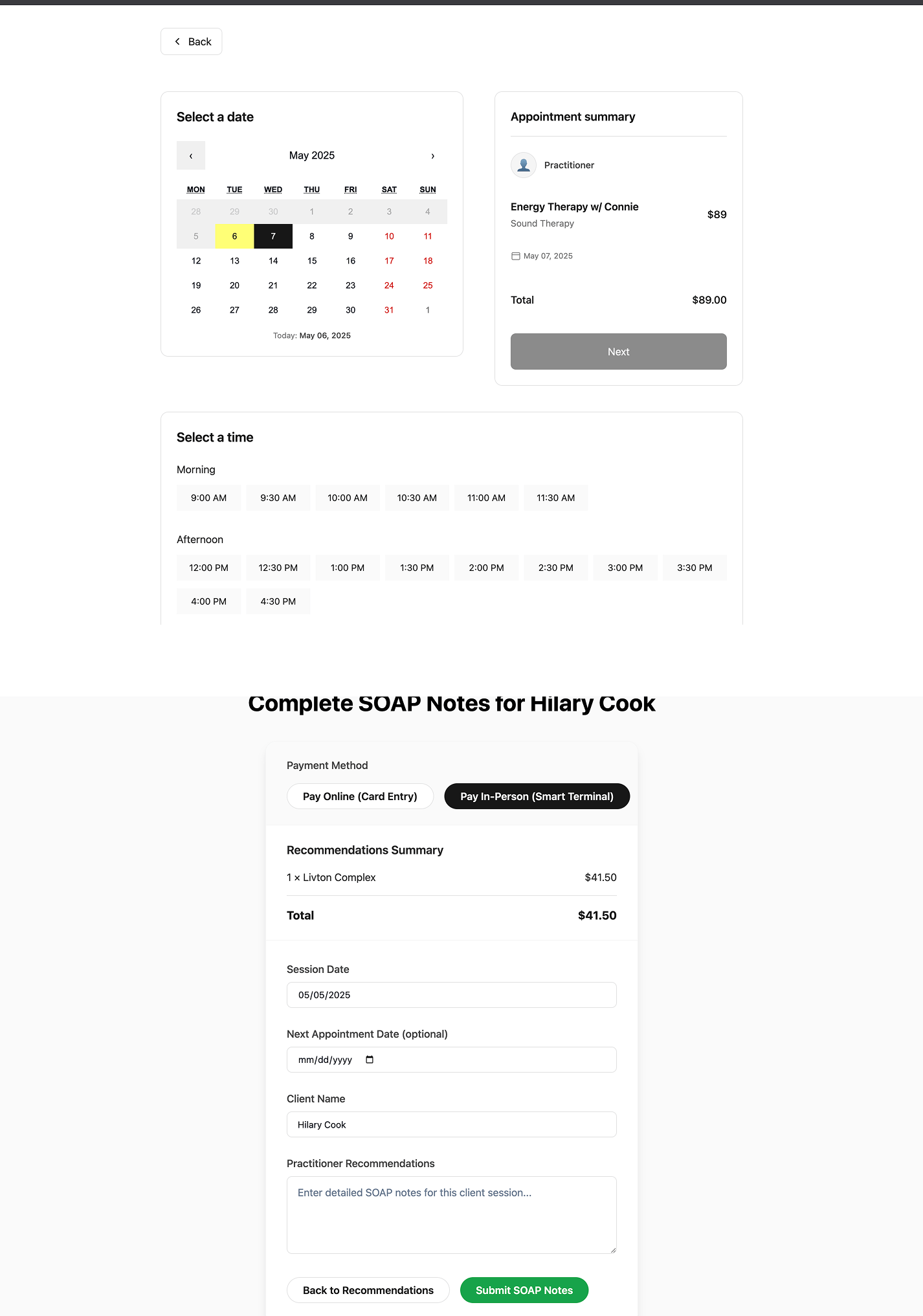 Naturally Radiant | Custom Scheduling & Payment Integration